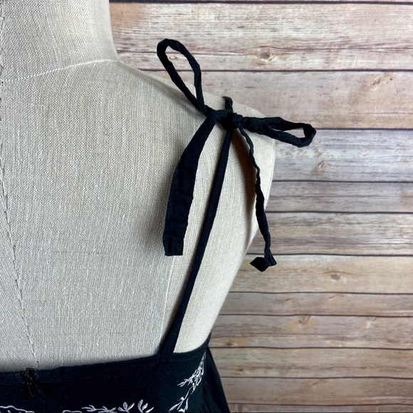 Hale Bob Tie Strap Fit & Flare Embroidered Black White Floral Mini Dress - Picture 6 of 12